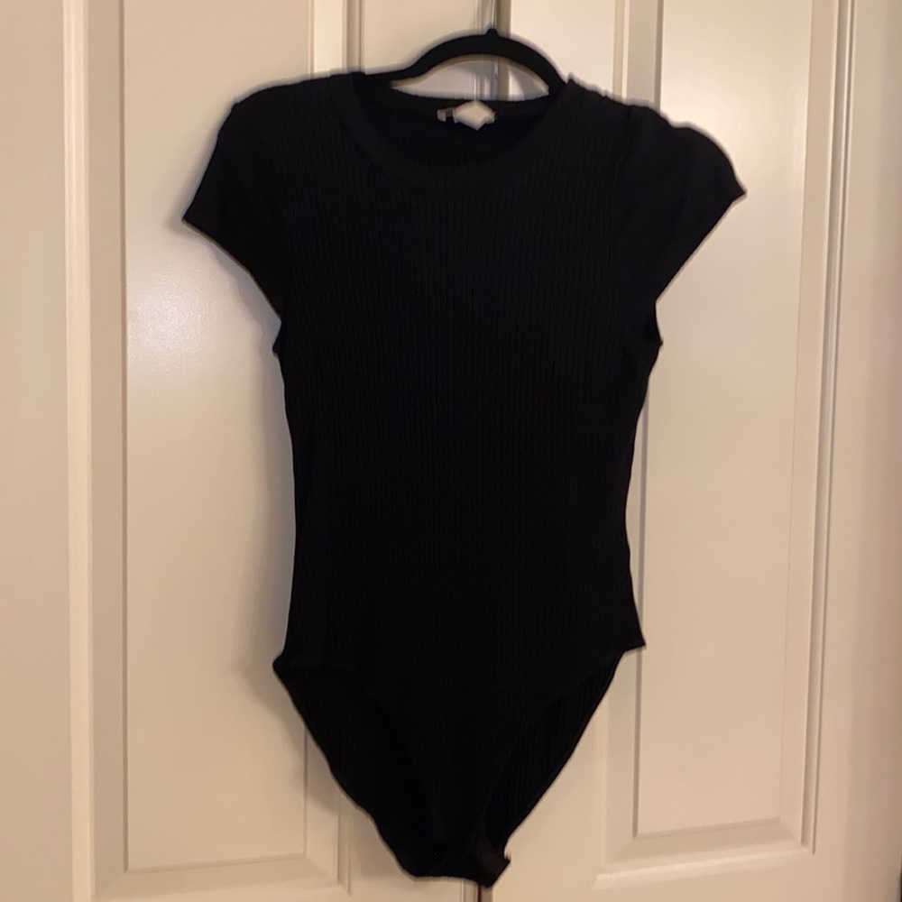 Black ribbed bodysuit